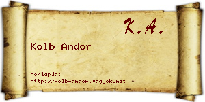 Kolb Andor névjegykártya